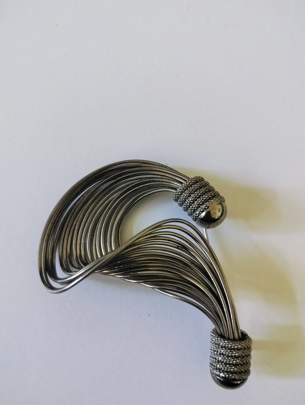 Vintage Sculptural Multi-Strand Wire & Bead Statement Brooch